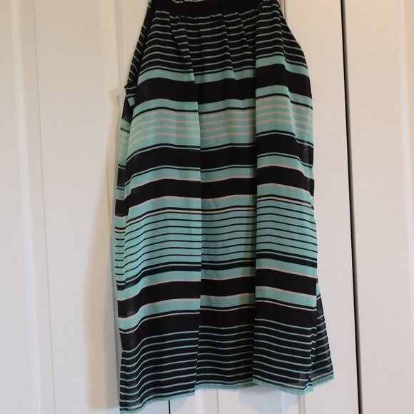 En Focus Petite Black and Aqua Striped Scoop Neck Sleeveless Swing Dress Size 14 - Picture 13 of 13